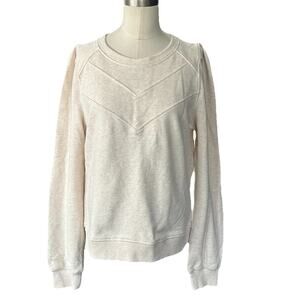 Me + Em Oatmeal Chevron Puff Shoulder Sweatshirt Size X Small